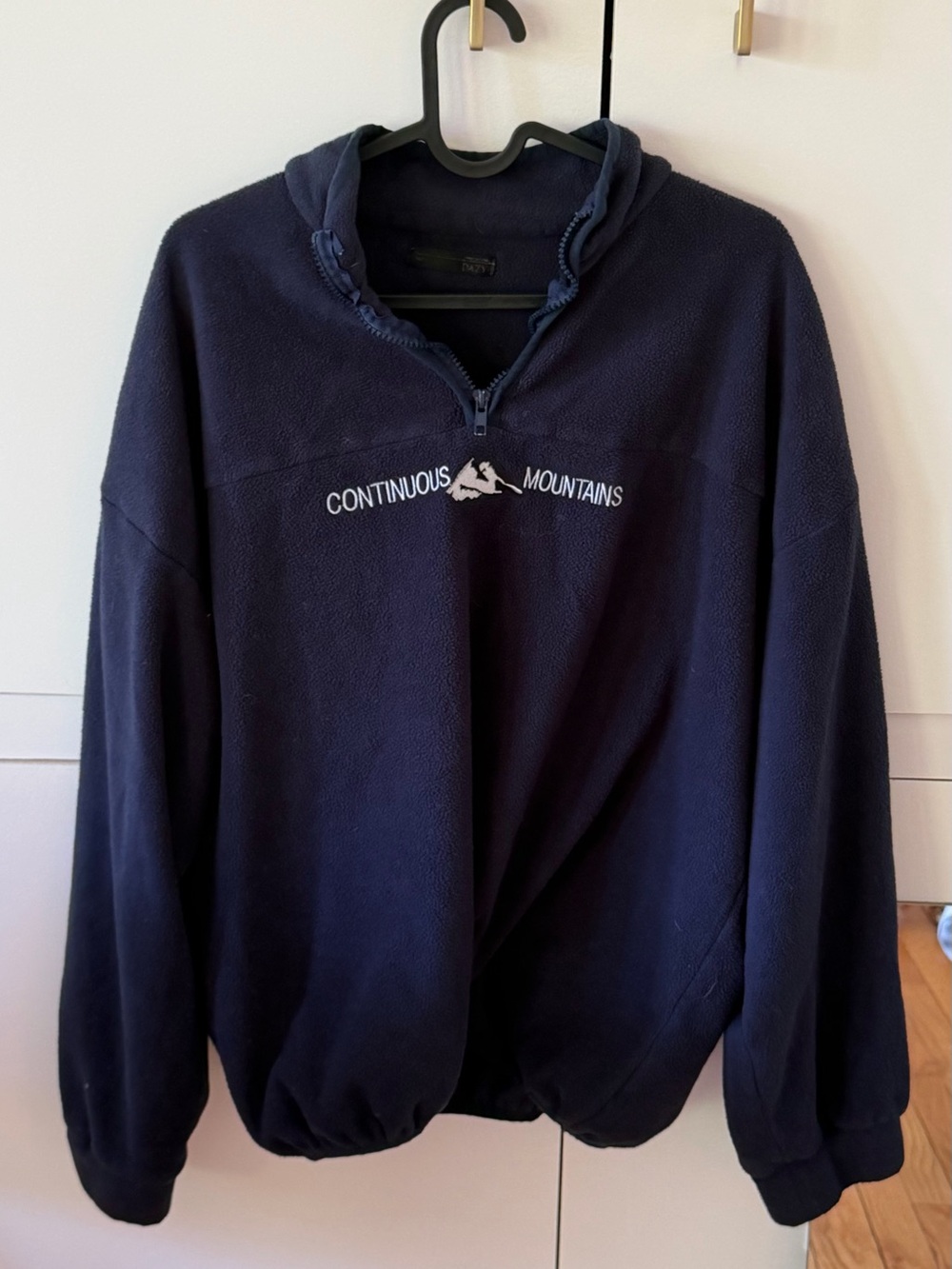 Navy Blue Fleece Pullover Hoodie / Quarter Zip – Oversized Cozy Sweater